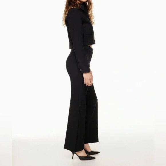 Aritzia Wilfred Cabaret Pant High Rise Slim Fit Flared Black Size 10 - Picture 5 of 10